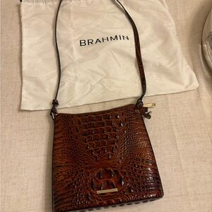 Brahmin Cognac Embossed Leather Bag